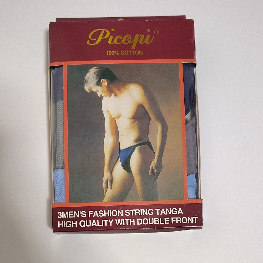 Men's Fashion String Tanga Underwear - Blue, Gray 3 Pack Size 28-30
